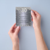 30e verjaardag zilveren glitter budgetuitnodiging flyer (Hand)
