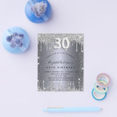 30e verjaardag zilveren glitter budgetuitnodiging flyer (Enkel)