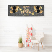 30e verjaardag Zilveren Glitter gepersonaliseerd Spandoek (Insitu)
