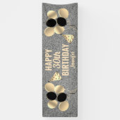 30e verjaardag Zilveren Glitter gepersonaliseerd Spandoek (Verticaal)