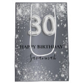 30e verjaardag zilveren glitter naam script medium cadeauzakje (Achterkant)