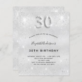 30e verjaardag zilveren glitter uitnodiging (Voorkant / Achterkant)
