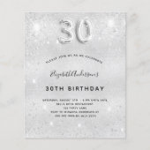 30e verjaardag zilveren glitter uitnodiging (Voorkant)