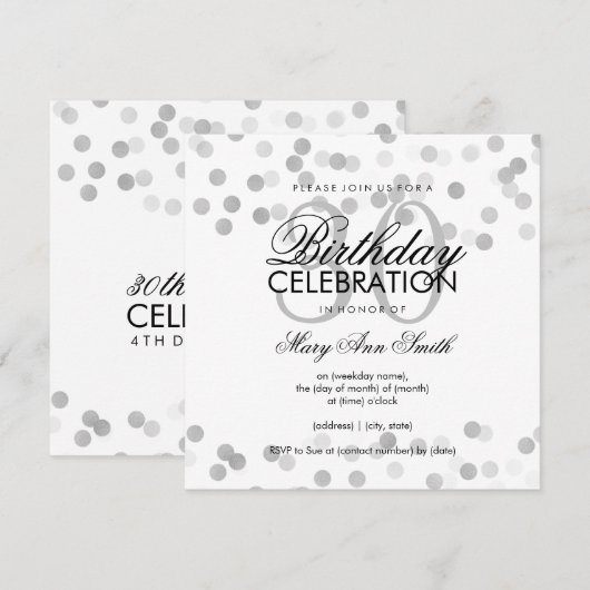 30e verjaardag Zilveren olie Glitter Lichten Kaart (Voorkant / Achterkant)
