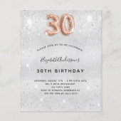 30e verjaardag zilveren roos gouden uitnodiging (Voorkant)