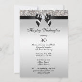 30e verjaardag zilveren sequin zwarte boog diamant kaart (Achterkant)