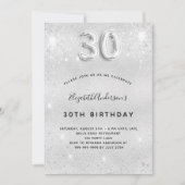 30e verjaardag zilverglitter glamoureus kaart (Voorkant)