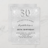 30e verjaardag zilverglitter glamoureus uitnodiging briefkaart (Voorkant / Achterkant)
