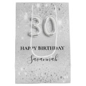 30e verjaardag zilverglitter naam medium cadeauzakje (Achterkant)