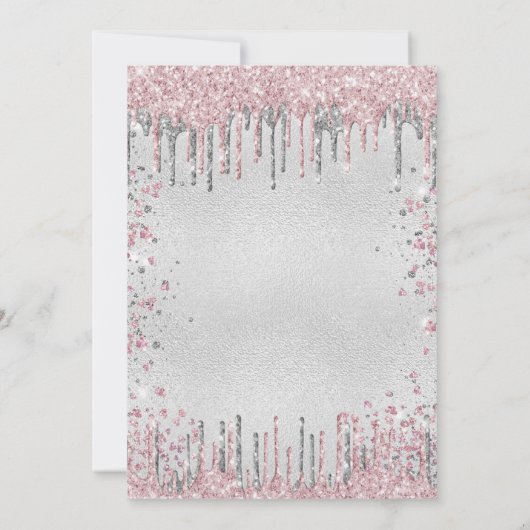 30e verjaardag zilverroze glitter druppelt luxe kaart (Achterkant)