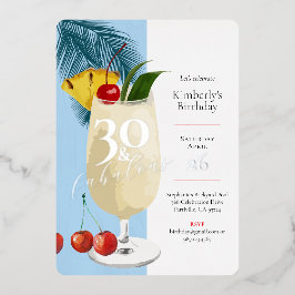 30e verjaardag Zomer Blue Cocktail Party Folie Uitnodiging