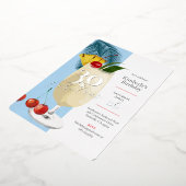 30e verjaardag Zomer Blue Cocktail Party Folie Uitnodiging (Gedraaid)