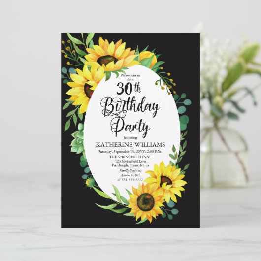 30e verjaardag Zonnebloem | Eucalyptus Floral Kaart (Staand voorkant)