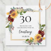 30e verjaardag Zonnebloemen Hartelijk dank Bedankjes Labels (Achterkant)