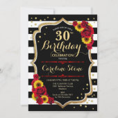 30e verjaardag - Zonnebloemen Rozen Black Gold Kaart (Voorkant)