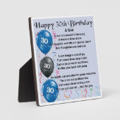 30e verjaardag zoon gedicht plaquette fotoplaat (Voorkant)