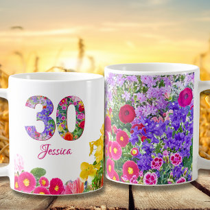 30e verjaardag Zuster Gift – Bloemennummer 30 jaar Koffiemok