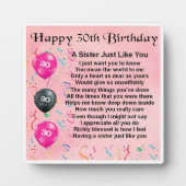 30e verjaardag Zuster Poem Plaque Fotoplaat (Voorkant)