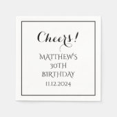 30e verjaardag Zwart Elegant Script Modern Proost Servet (Voorkant)