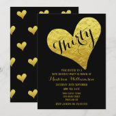 30e verjaardag zwart en Faux Gold Heart Kaart (Voorkant / Achterkant)