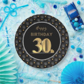 30e verjaardag, zwart en goud papieren bordje (Feest)