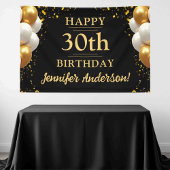 30e verjaardag zwart en goud spandoek