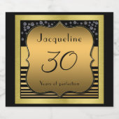 30e verjaardag zwart en goud sparkling wijnetiket (Enkel label)