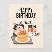 30e verjaardag Zwart en wit kat humor Cute Fun Briefkaart (Voorkant)