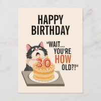 30e Verjaardag Zwart en Wit Kat Humor Cute Leuk
