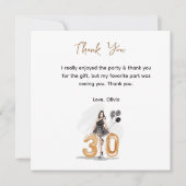 30e verjaardag zwart & goud bedankkaart (Voorkant)