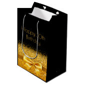 30e verjaardag zwart goud boog medium cadeauzakje (Voorkant Gekanteld)