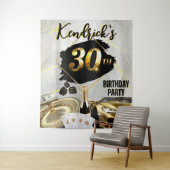 30e verjaardag Zwart & Goud Casino, Luxe Auto Wandkleed (In situ)
