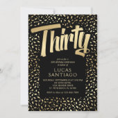 30e verjaardag zwart goud Confetti Kaart (Voorkant)