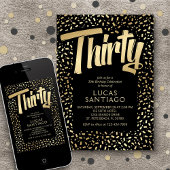 30e verjaardag zwart goud Confetti Kaart