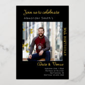 30e verjaardag zwart goud folie uitnodiging (Voorkant)