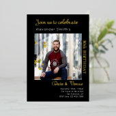 30e verjaardag zwart goud folie uitnodiging (Staand Voorkant)