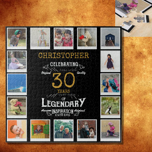 30e verjaardag zwart goud foto collage legpuzzel