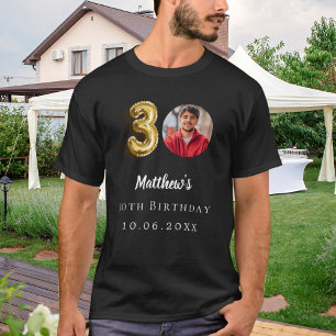 30e verjaardag zwart goud foto t-shirt