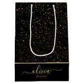 30e verjaardag zwart-goud glitter Gift Bag Medium Cadeauzakje (Achterkant)