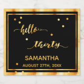 30e verjaardag zwart goud hallo 30 naamscript sparkling wijnetiket (Enkel label)