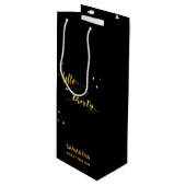 30e verjaardag zwart goud hallo 30 naamscript wijn cadeautas (Voorkant Gekanteld)