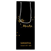 30e verjaardag zwart goud hallo 30 naamscript wijn cadeautas (Voorkant)