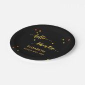 30e verjaardag zwart goud hallo 30 scriptnaam papieren bordje (Gekanteld)