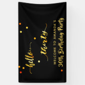 30e verjaardag zwart goud hallo 30 scriptnaam spandoek (Verticaal)