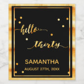 30e verjaardag zwart goud hallo 30 scriptnaam wijn etiket (Enkel label)