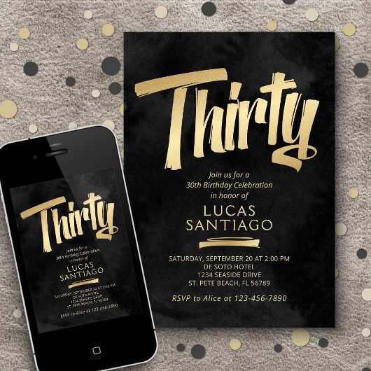 30e verjaardag zwart goud kaart