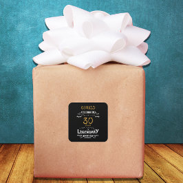 30e verjaardag zwart goud legendarische retro vierkante sticker