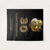 30e verjaardag zwart goud luipaard naam schrift wandkleed (Voorkant (horizontaal))