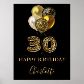 30e verjaardag zwart goud luipaard print (Voorkant)