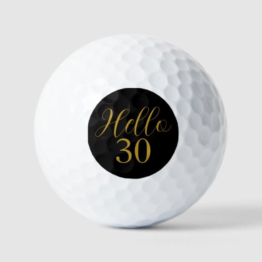 30e verjaardag zwart goud verjaardag golfballen (Voorkant)